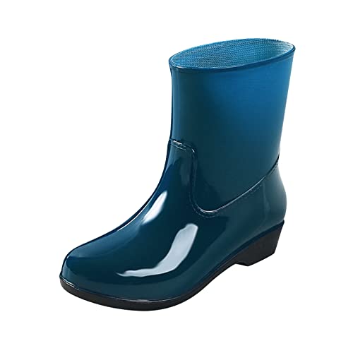 Gummistiefel Damen Halbhoch Gartenschuhe Anti-Rutsch Schwarz Blau Damen Bunt Gummi Stiefel Stiefeletten Regen Boots von callmo