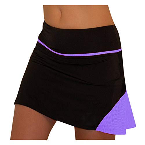 Hosenrock Damen Lang Elegant,Frauen Mädchen Kurze hohe Taille gefaltete Skater Tennis Schule Rock Damen Tennisröcke Hohe Taille Tennis Skort mit Taschen Laufröcke Sport Golfrock mit Innenhose Damen P von callmo