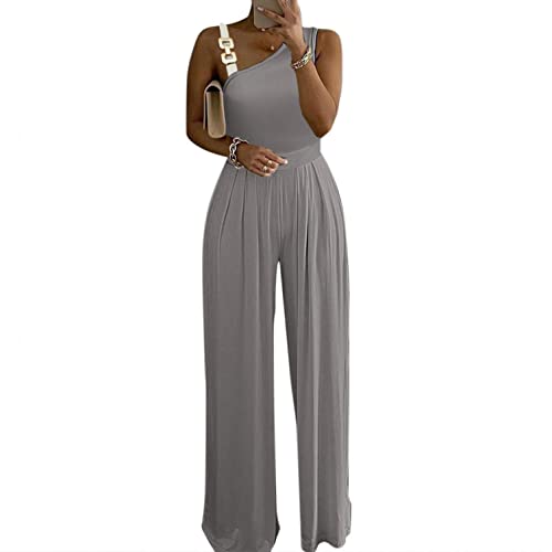 Jumpsuit Damen Sommer Lang Jumpsuit Damen Sommer Lang Locker Strand Overall Elegant Für Hochzeit Baumwolle Und Leinen Camisole Romper Mit Taschen Latzhose Weites Bein Seitliche Knöpfe Einfarbig von callmo