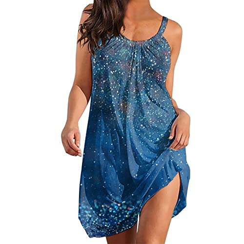 Kleider Damen Sexy,Sommerkleid Damen Urlaub Strandkleid Sexy Schulterfrei Minikleid Aushöhlen Rundhals Wickelkleid Boho Kleider Elegant Partykleid mit Blumendruck Tunika Kleid A-Linien-Kleid Freizeitk von callmo