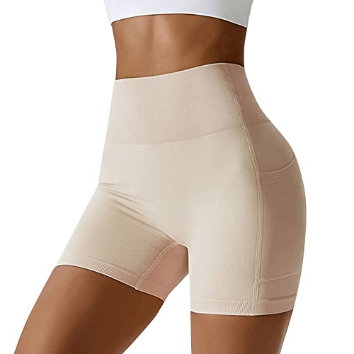 Kurze Hosen Damen Winter Damen Shorts Kurze Sporthose Sportshorts Nahtlose Tanzshorts Fitness Yoga Hotpants aus Baumwolle Damen Kurze Leggings, Blickdicht Radlerhose mit Taschen Gym Shorts Damen Butt von callmo