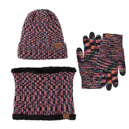 Mutze Schal Set Damen Grau, Wintermütze Handschuhe Damen Warme Beanie Winter Mütze Strickmütze Schal Gestrickte Handschuhe Verdickte Socken Plüsch Ohrenschützer Kombi Set Geschenk für Outdoor Sport von callmo