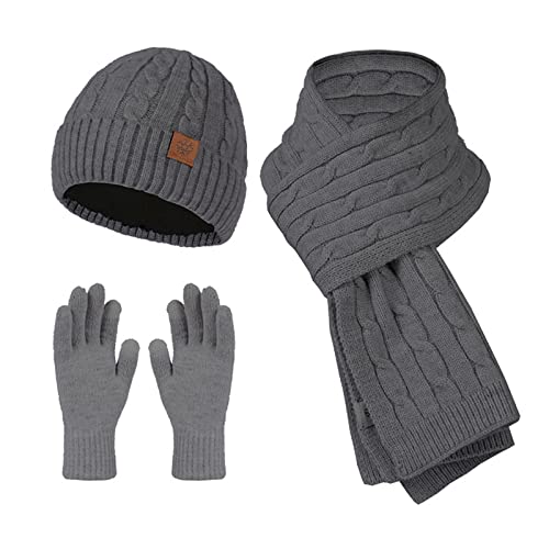 Mutze Schal Set Damen Rot, Damen Mütze Schal Set Stricken Handschuhe Winter Baretts Fleece Baskenmütze Langer Schal Warm Knit Touchscreen-Handschuhe Gestrickte Beanie Outdoor von callmo