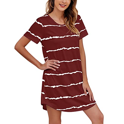 Nachtkleid Damen Sexy Mit Push Up Nachthemd Damen Kurzarm Baumwolle Schlafshirt Sommer Sleepshirt Frauen Nachtwäsche Nachtkleid Damen Nachthemd Kurzarm Sommer Nachtwäsche Nachthemden Nachtkleid T-Shir von callmo