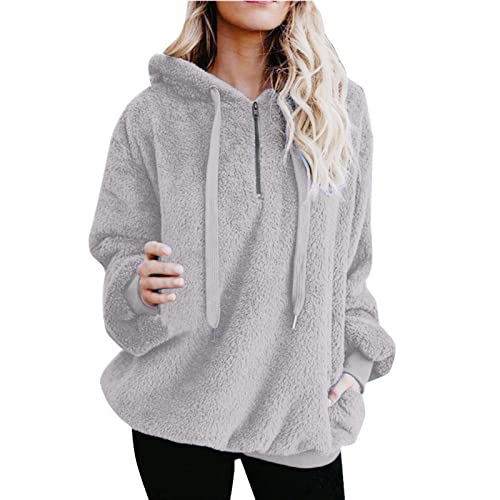 PlüSchjacke Damen Rosa, Damen Plüsch Mantel Mit Taschen Plüsch Thermo-Outwear Fleecejacke Steetwear Casuale Hoodie Jacke Langarm Plüsch Mantel Teddy Fleece Casual Full Zip Damen Gefüttert Teddy von callmo