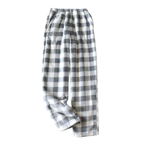 Pyjamahose Damen Lang Kuschelig Lang Schlafanzughose Pyjamahose Karierte Partner Schlafanzug Herbst Winter Lässig Weihnachts Weich Schlafhose Freizeithose Pyjama Pants Pyjama Kariert von callmo