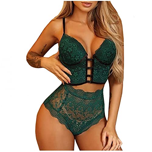 Sexy Unterwäsche Für Damen Für Sex, Push Up BH Set,Damen Bügel BH Set Spitze BH und Hohe Taille Slip Nicht Gepolstert Bra Panty Unterwäsche Dessous Set Lingerie Hakenverschluss und Verstellbare von callmo