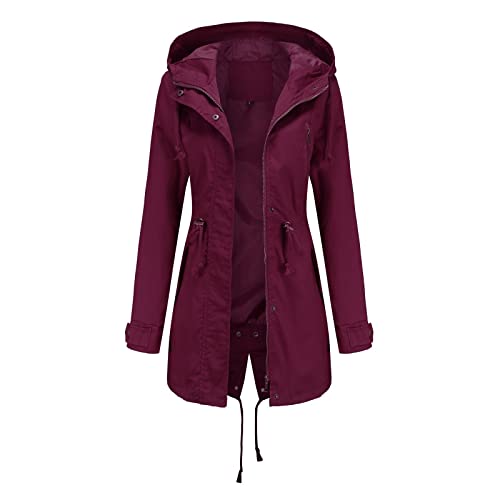 Windbreaker Damen Wasserdicht Windbreaker Damen Dünn, Jacke Regen Jacke Kapuzenjacke Herbst Übergangsjacke Regenparka Dünne Packbar Reisen Fahrrad Regenjacken Windjacke Atmungsaktiv Futter für Frühli von callmo