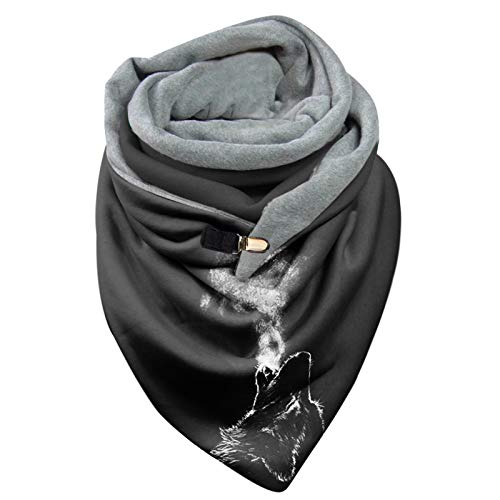 Winterschal Damen Schwarz Dreieckschal Damen Schal Halstücher Herbst Winter Flauschiger Schal Wintermode Schneeflockendruck Knopfschals Wickelschals Lässige Frauen Warmer Weicher Schal Herren Schal von callmo