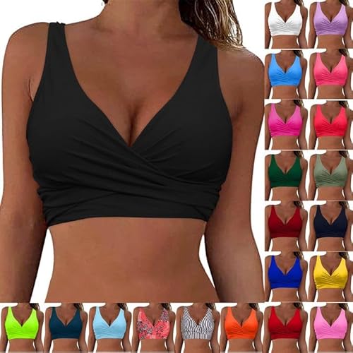 callmo Bikini BH Dame Bademoden Bikinioberteil Große Brüste Damen Push up Bikini Top Gepolstert Swimsuit Bra Sport Trocknend Padded Bikini Oberteil Rückenfrei Bikinioberteil mit Polster ohne Bügel von callmo