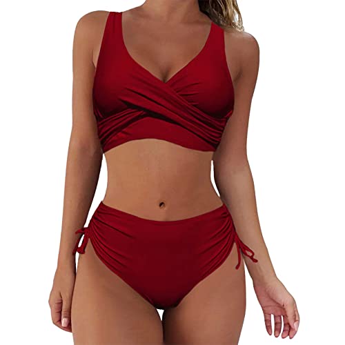 callmo Bikini Damen Push Up Bikini Mit Bügel Set Badeanzug Mit Tropenmuster Wickel Bikini Set Zweiteiler Badeanzug Bademode Triangel Breites Unterbrustband Gerippte Bademode Zweiteiliger von callmo