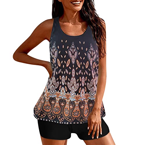 callmo Bikini Damen Set, Bademode Tankini Damen Set Zweiteilig Bademode Badeanzuge Bauchweg Push Up Badeanzugkleid Elegant Badekleid Ruched Tankini mit Hotpants von callmo