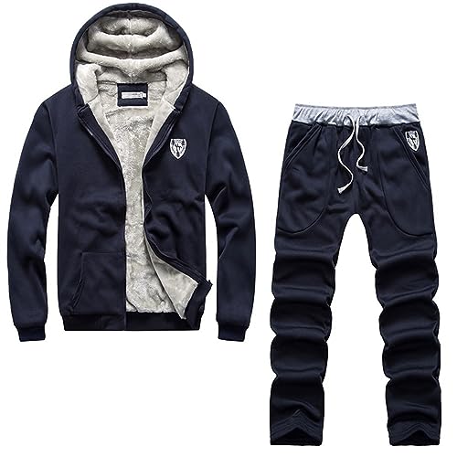 callmo Black Friday Jogginganzug Herren Set Lang Fleece Trainingsanzug Tracksuit Oversized Activewear Sweatsuits Zweiteiliger Streetwear 2-Teilig Hoodie und Jogginghose Jogginganzug Winter Sportswear von callmo