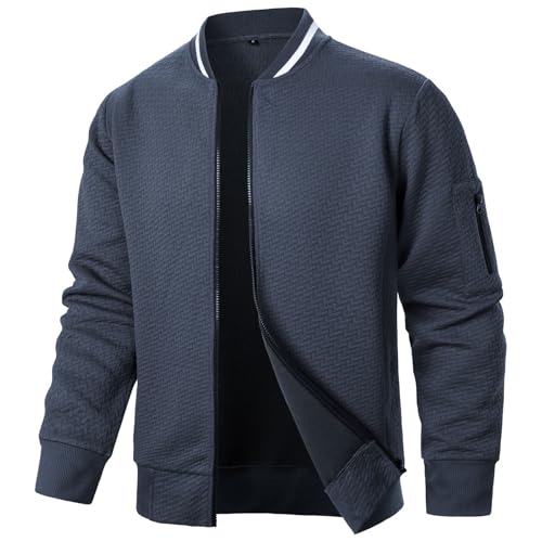 callmo Blitzangebote des Tages Sommerjacke Herren Leicht Bomberjacke Dünne Blouson Stehkragen Business Casual Blouson Jacke mit Taschen Lässig Frühling Sommer Übergangsjacke Fliegerjacke von callmo
