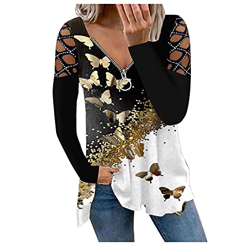 callmo Bluse Damen Sexy, Langarmshirt Damen Pullover Damen Leisure Tops Herbst Langarmshirts Oberteile Bluse Damen Frühling Herbst Oberteile Elegant Einfarbig Laufshirt Blusentops von callmo