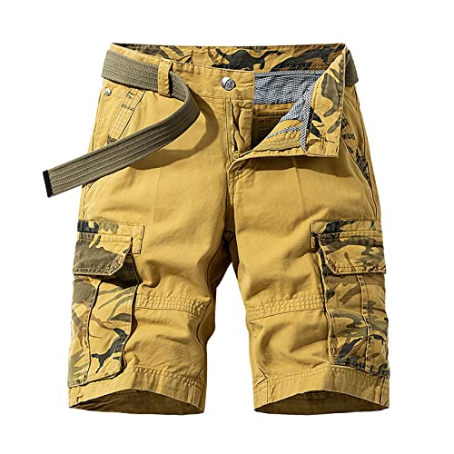 callmo Cargohose Herren Baggy Fit Herren Cargo Shorts 3/4 Sommer Kurze Outdoor Bermuda Kurz Hose Atmungsaktiv Freizeitshorts Baumwolle Arbeitshose Gummibund Dreiviertel Hose mit Multi Taschen von callmo