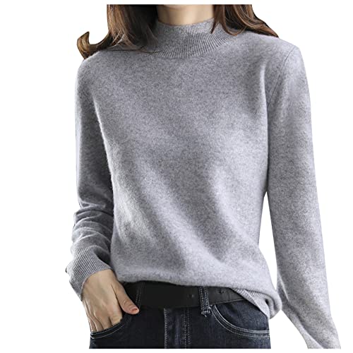 callmo Cashmere Pullover Damen, 100% Pure Cashmere Pullover Herbst Winter Warm Langarm Wollpullover Gestrickt Einfarbig Weiche Winterpullover Rundhalsausschnitt Kaschmirpullover Knit Pullover von callmo