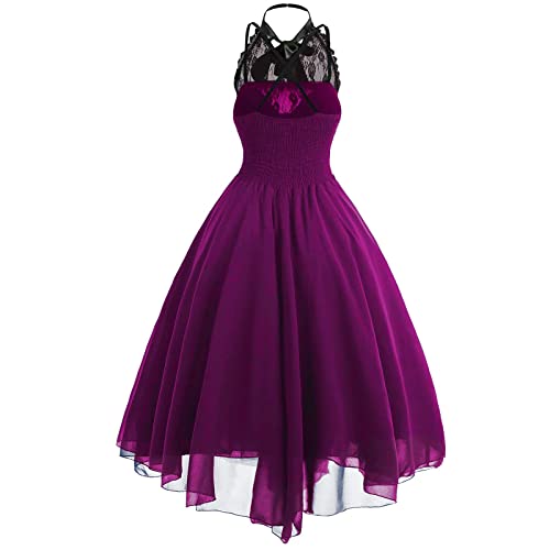 callmo Cocktailkleid Damen,Damen Cocktailkleider Spitzenkleid Elegant V-Ausschnitt Knielang Partykleid Rockabilly Kleid von callmo