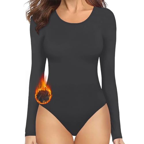 callmo Damen Body Langarm Elegant Bodysuit Stehkragen Oberteil Bluse Langarmbody Langarmshirt Overalls Hemd Long Sleeve Tops Shapewear Body Thermo Body Damen von callmo