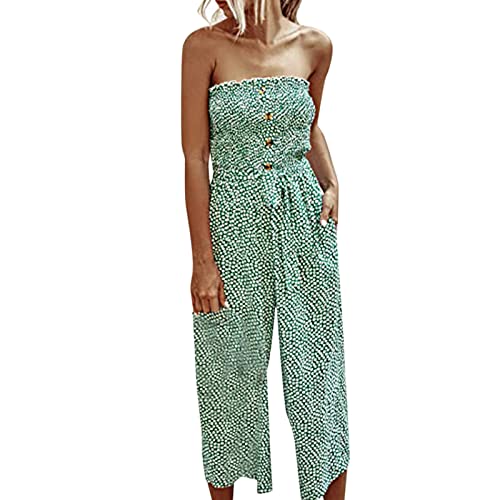 callmo Damen Jumpsuit Sommer Jumpsuit Damen Hochzeit Festlich Elegant Lang Weites Bein Jumpsuits Onesie Frauen Hochzeitsgast Off Shoulder Bandeau Overall Schulterfrei Hosenanzug von callmo