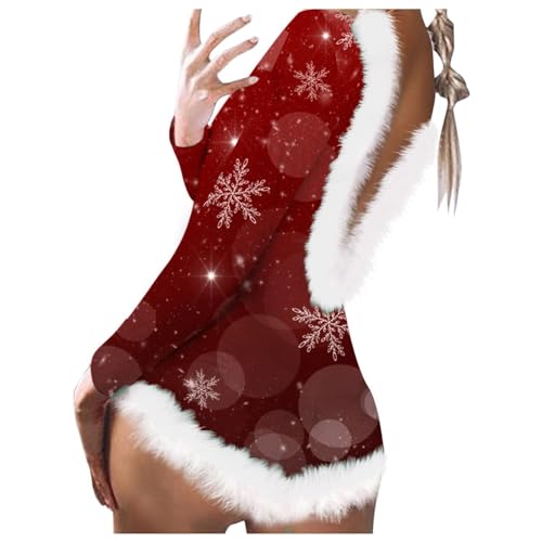 callmo Damen Weihnachten Dessous-Set Sexy Reizwäsche Mit Weihnachts Aufdruck BH Und Slip Sleepwear 2-Teil Weihnachten Pjs Set Pyjamas Set Weihnachtskostüm Unterwäsche Zweiteiliger Negligee von callmo