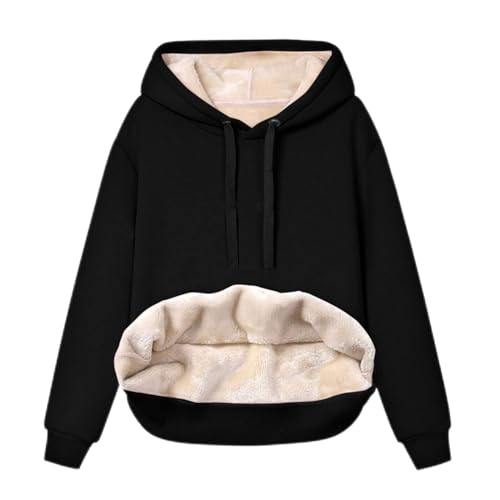 callmo Damen Winter Warmes Sweatshirt Fleece Gefütterter Pullover mit Kapuze Lässiger Sportlicher Fleece-Hoodie mit Tasche von callmo