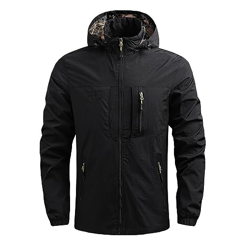 callmo Deals of The Day Outdoor Regenjacke Leichte Wasserdicht Atmungsaktiv Fahrrad Regenjacken Windbreaker Faltbar Wandern Jacke Übergangsjacke Herren Funktionsjacke Wanderjacke Winddicht von callmo