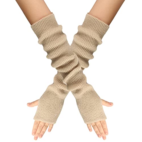 callmo Fingerlose Handschuhe Winter Handschuhe Fingerlose Strickhandschuhe Pulswärmer Damen Armstulpen Gestrickte Handstulpen Fingerfrei Kurzer Halb Fingerhandschuhe Stricken Fingerless Gloves von callmo