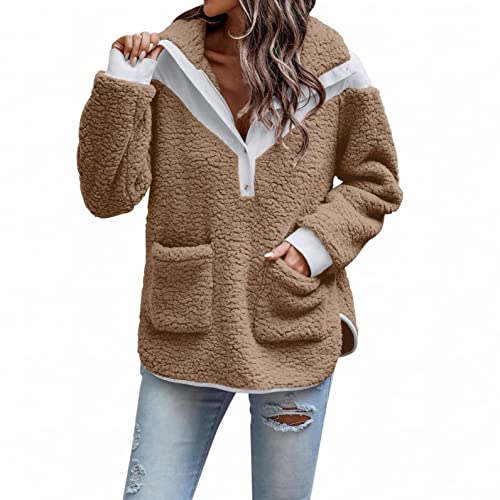 callmo Fleecejacke Damen Schwarz, Fleecejacke Damen Ohne Kapuze, PlüSchjacke Damen Langarm PlüSchjacke Teddy-Fleece Fleecemantel Outdoor PlüSchmantel Herbst Winter Kurzmantel Elegant Teddy-Mantel von callmo