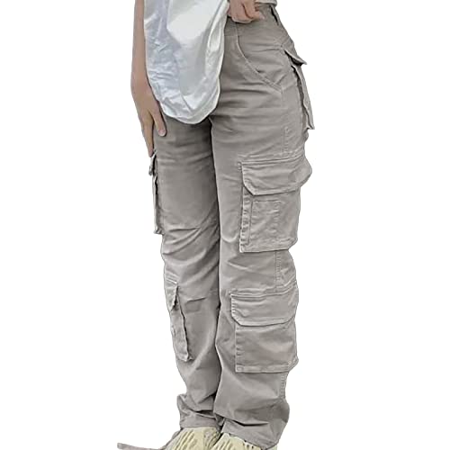 callmo Frauen Cargo Hose Damen Low Waist Weites Bein Crago Pants Y2K Baggy Jeans für Teenager Mädchen Casual Bauchweg Hosen Streetwear von callmo