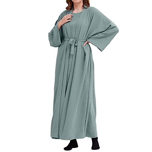 callmo Frauen Kleid Muslimisches Zweiteilige Muslimisches Langes Kleid mit Hijab Lose Damen Muslim Roben Gebet Abaya islamische Robe Islamische Gebetskleidung Fledermaus Ärmel Kapuze Muslimische Robe von callmo