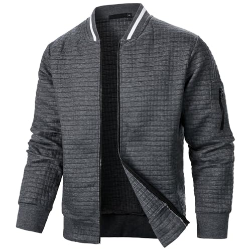 callmo Herren Jacke Leichte Übergangsjacke Sommer Freizeit Bomberjacke Full Zip Up Outdoorjacke Frühling Herbst Windbreaker mit Reißverschlusstasche Herren Blouson üBergangsjacke von callmo