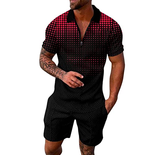 callmo Hosenanzug Herren Sportlich Sommer - Sportanzug Herren Set Kurze Hosen & Poloshirt Kurzarm Freizeithemd Sporthose 2-Teiliges Trainingsanzug Männer Freizeitanzug Business Anzug Jogginganzug von callmo