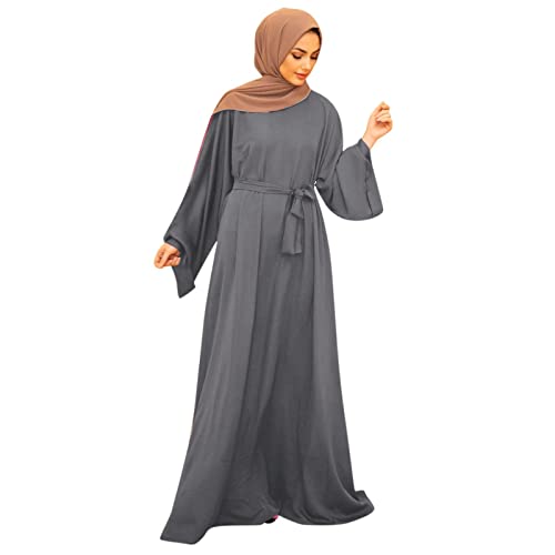 callmo Kleid MäDchen,Abaya Dubai Türkei Muslimisches Modekleid Islam Kleidung Afrikanische Maxikleider für Frauen mit Gürtel von callmo