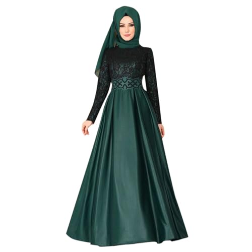 callmo Muslimische Kleider Damen, Muslimisches Ramadan Einteiliges Gebetskleid Rundhal Trompetenärmel Baggy Abaya Naher Osten Dubai Türkei Robe Gebet Slim Fit Maxi Kleid Islamischer Kaftan Kleid von callmo