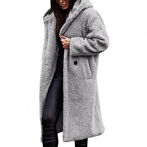 callmo PlüSchjacke Damen Teddy, Teddy-Fleece Pullover Vordere Coat Teddyjacke Kurze Coat Mit Kapuze Damen Kapuzen Teddy Mantel Damen Winter Kapuzenpullover Damen Mantel Classics Damen Winter Jacke von callmo