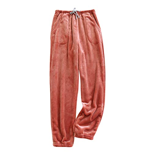 callmo Pyjama Damen Flauschig Lang Pyjama Hose Schlafhose Fleecehose Plüsch Warm Winter Flanellhose Kuschelhose Pyjamahose Fleece Partner Karierte Plüsch Hose Schlafanzughose Haushose von callmo