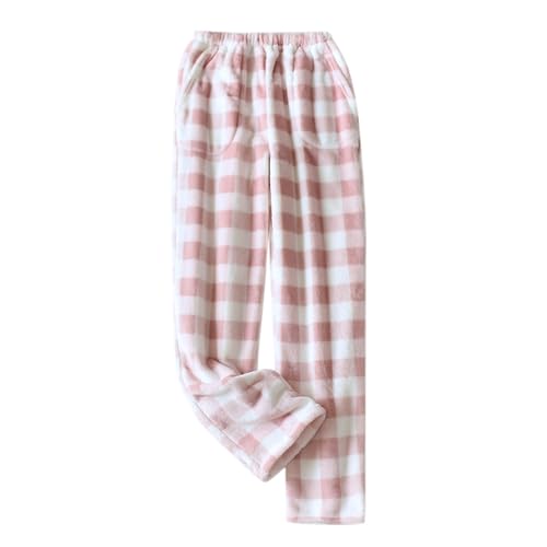 callmo Pyjamahose Damen Lang Schlafanzughose Sweatpants Kuschel Hosen Yogahose Thermo Plüsch Schlafhosen Wolle Weites Bein Schlafanzug Damenhosen Plueschhose von callmo