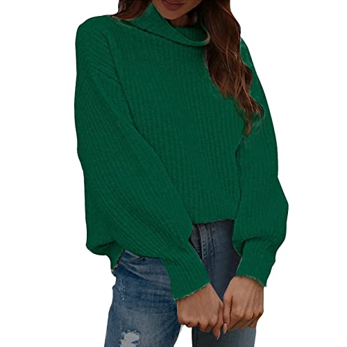 callmo Rollkragenpullover Damen Pullover Damen Winter Elegant Rollkragenpullover Strickpullover Casual Lose Langarm Pulli Oberteile Oversized Fledermaus Langarm Sweatshirt Warm Lässig Sweater Tops von callmo