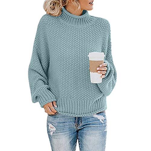 callmo Rollkragenpullover Damen Sweater Einfarbige Pullover Warm Grobstrick Pulli Strickpullover Grobmaschig Oversize Strickpulli Oberteil Winterpullover Grobstrickpullover Mode Herbst Winter Pulli von callmo