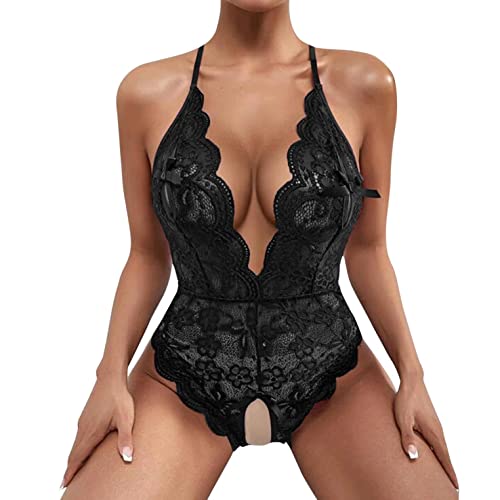 callmo Sexy Dessous Damen für Sex Sexy Wetlook Body Unterwäsche Tiefer V-Ausschnitt Oberteile Tops Ärmellos Sommer Overalls Jumpsuit mit Zipper Erotische Dessous Tanz Kleidung Outfits von callmo