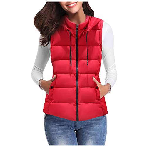 callmo Steppweste Damen Lang Winterjacke Damen lang, Daunenweste Baumwolle Weste Frauen Damen Winter Warm Weste Einfarbige Reißverschluss Ärmellose Steppjacke Taschen Mantel von callmo