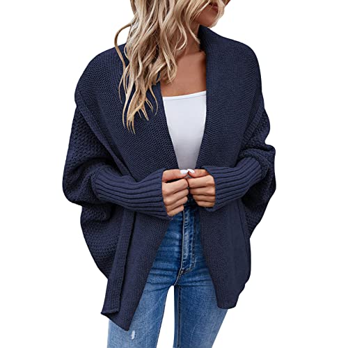 callmo Strickjacke Damen Kurz, Damen Strickjacke mit Langen Laternenärmeln übergroße Laternenärmeln Strickjacke übergroße Dicke Jacke Fledermaus-Langarm-Strickjacke von callmo