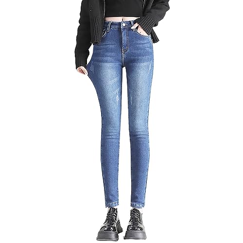 callmo Thermo Strumpfhose Damen Damen Winter Jeans Fleece Gefütterte Warm Denim Jeggings Hosen Slim Fit Dicker Thermojeans Thermohose für Frauen Teenager High Waist Skinny Fleece Lined von callmo