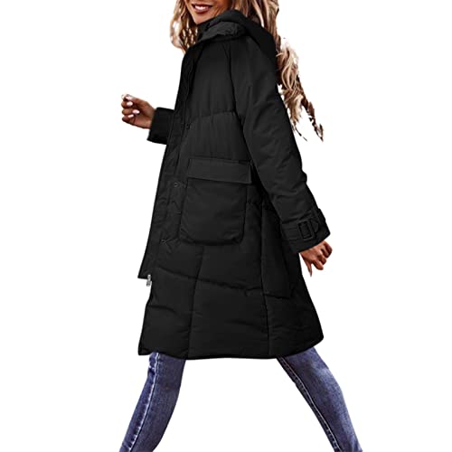 callmo Winterjacke Damen Warm Gefüttert Winter Lang Parka Jacke Mantel Mittellang Wintermantel mit Kapuze Dicke Fleecejacke Übergangsjacke Steppjacke Lange Große Größen Outdoorjacke Damenjacke von callmo