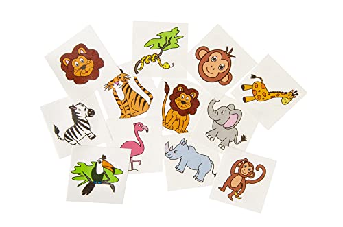 Safari wilde Tiere Kinder-Tattoos 36 Stück als Mitgebsel oder Give-Away auf dem Kindergeburtstag mit Palandi® Sticker von cama24com