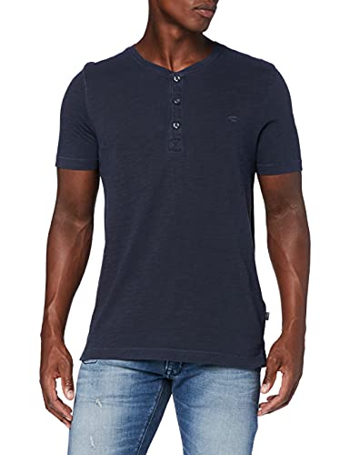 CAMEL ACTIVE Halbarm T-Shirt Rundhals geknöpft Logostick dunkelblau von camel active