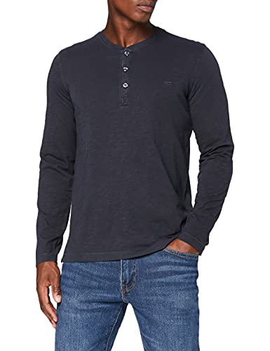 camel active Herren Langarm Henley-Shirt mit Knopfleiste Dunkelblau Menswear-L von camel active