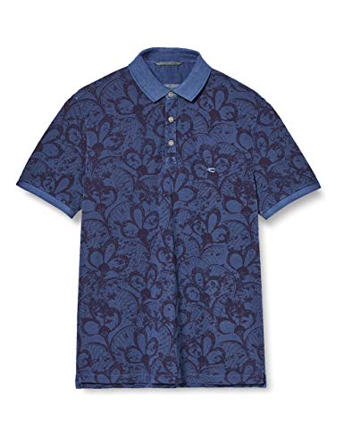 camel active, , Kurzarm Polohemd Poloshirt Pique Blue Floral M von camel active