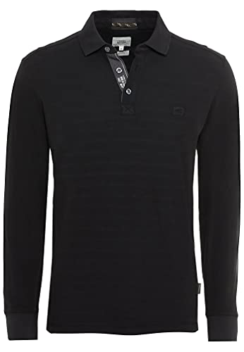 camel active, Herren Langarm Polohemd Poloshirt Pique Leicht Angerauht Black M von camel active